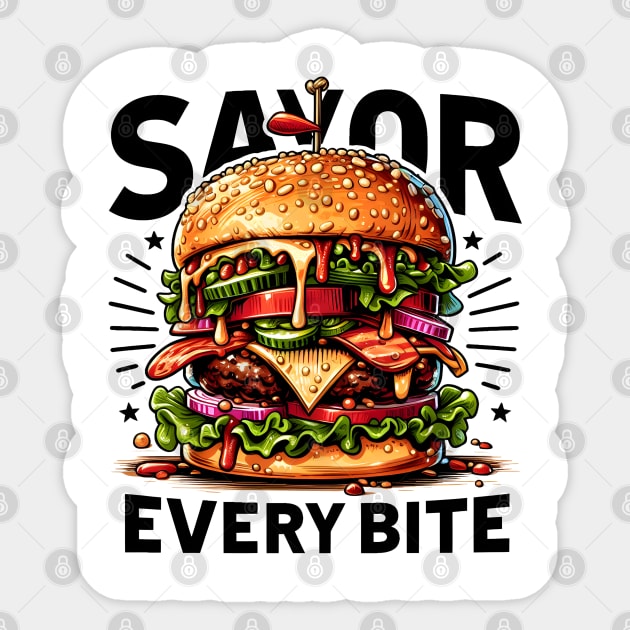 Savor Every Bite - The Ultimate Burger Experience Sticker by MakerMind8.2